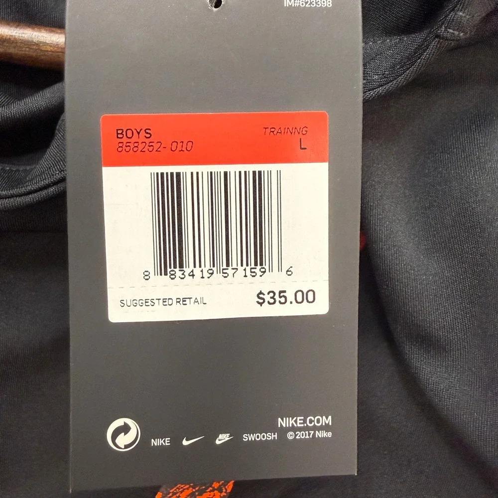 Nike Dri-Fit Hoodie Boys L Black/Orange Performance Training Atletic Gym NWT